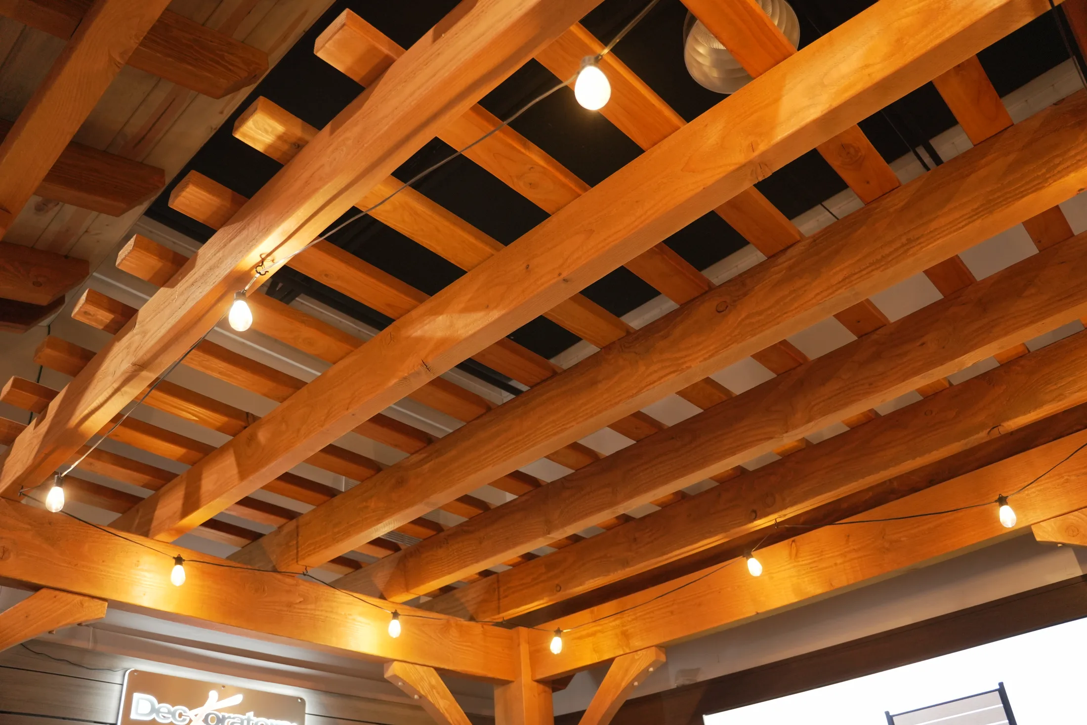 Open rafter pergola with filtered shade